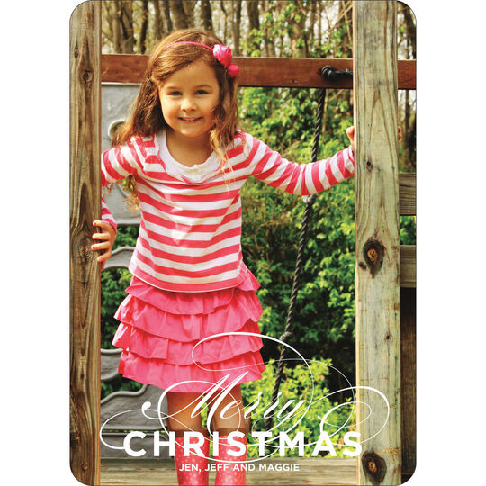 Vertical Merry Christmas Flourish Flat Photo Cards